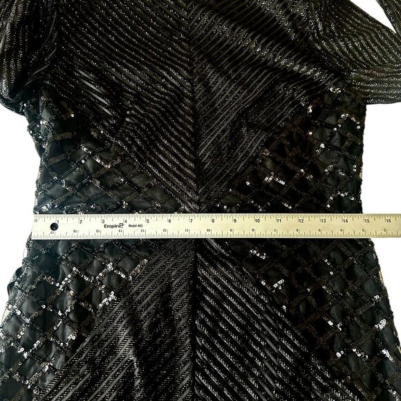 BCBGMAXAZRIA Black Long Sleeve Ciana Sparkle Evening Mini Dress Size 8 NWT - Picture 14 of 15